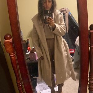 zara tan casual coat with hood xs brand new with tags